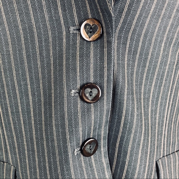 Rebecca Taylor gray pinstripe blazer wool blend size 10 - Picture 4 of 8